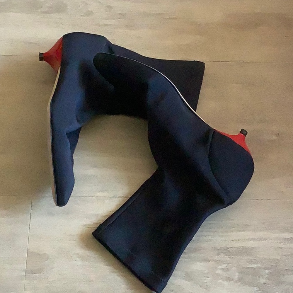 Gia Couture Elegant Black and Red Women's Ankle Boots